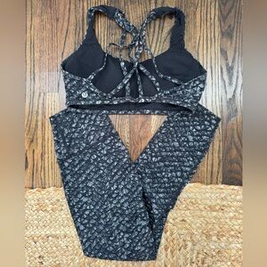lululemon athletica Black Geometric Strappy Sports Bra & Leggings